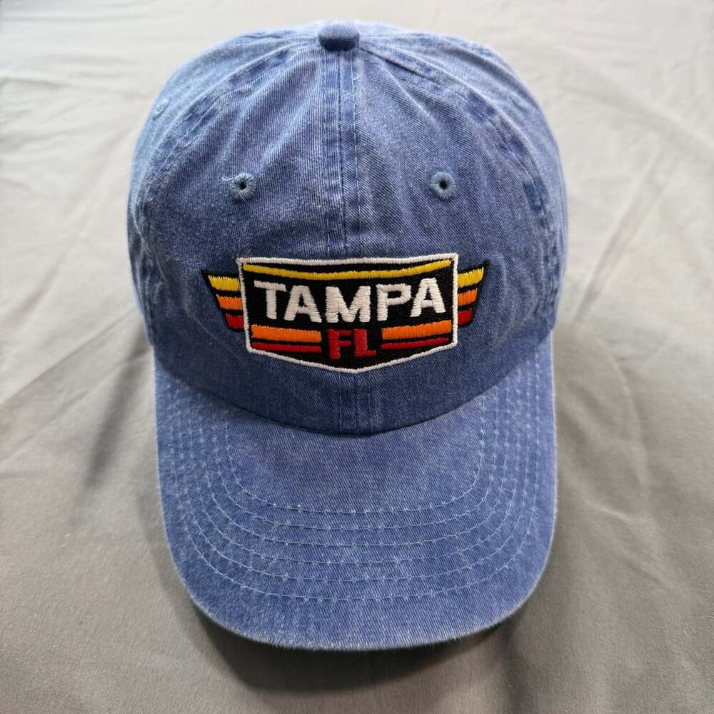 Fahrenheit Headwear Tampa FL Blue Denim Adjustable Baseball Cap Style 419